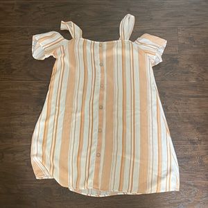 Yellow and white striped dress medium